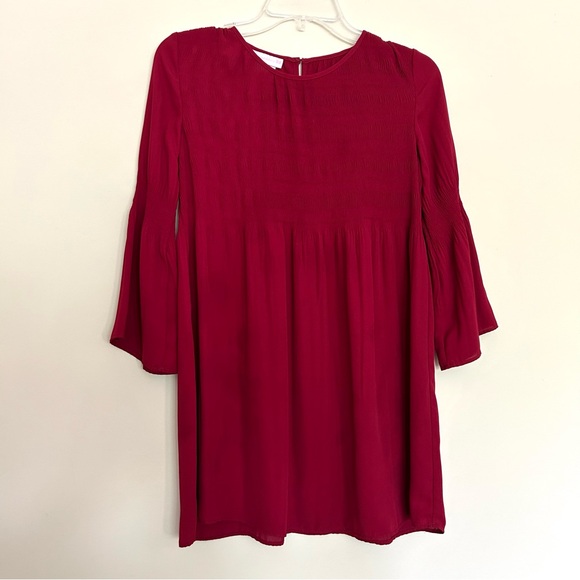 Bonnie Jean Women’s Red Maroon Bell Sleeve Blouse with Mandarin Collar - Picture 1 of 6